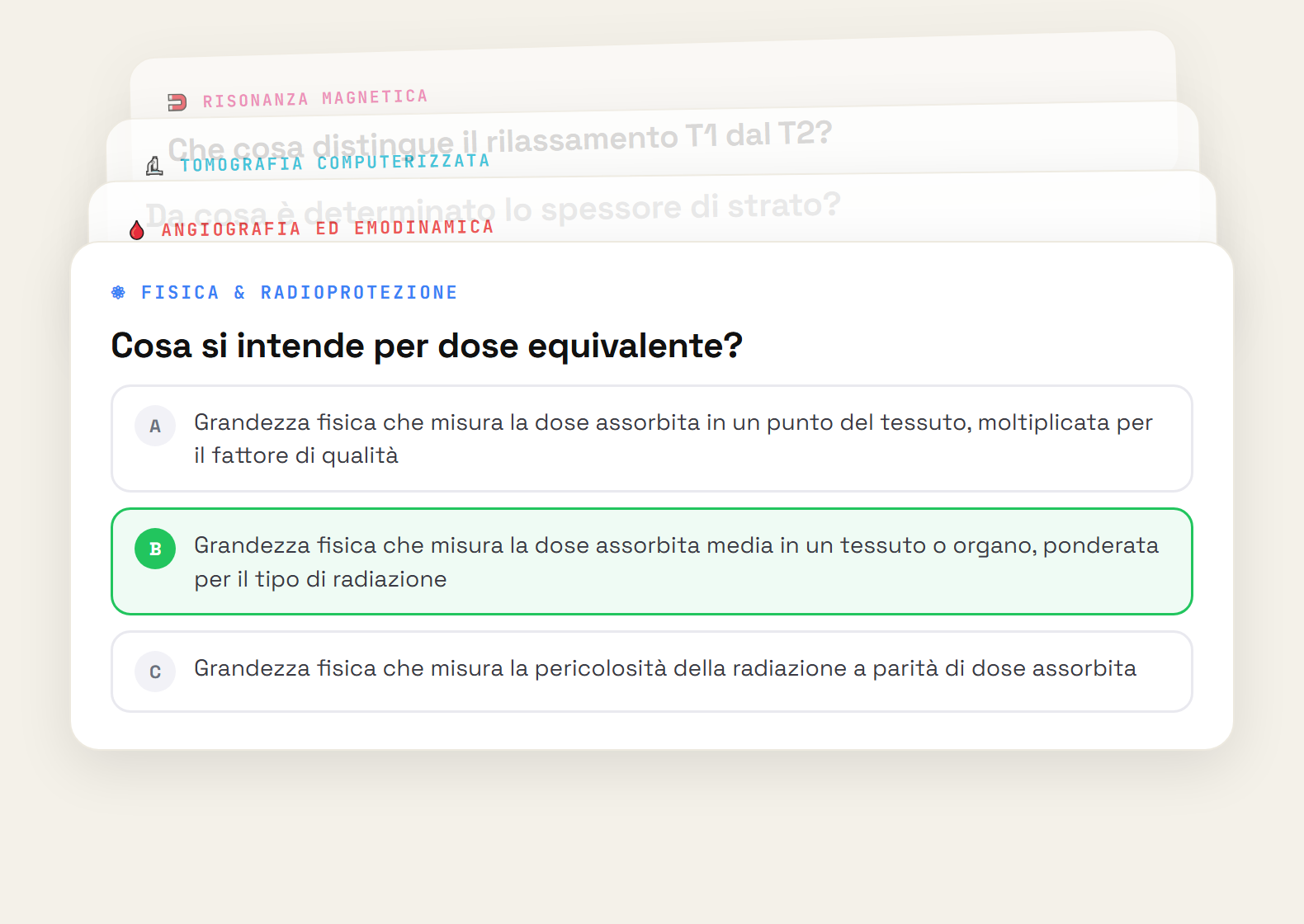 Domande di RadQuiz, una sopra l'altra